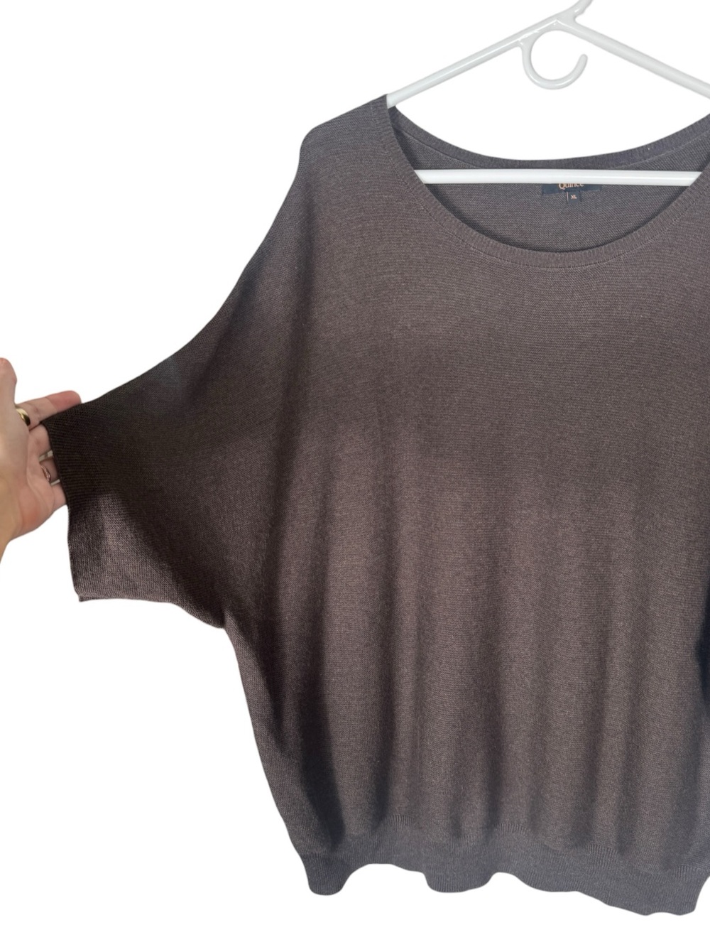 Quince Lightweight Cotton Cashmere Link-Stitch Dolman Sweater, Size XL - Picture 8 of 11